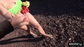 German MILF in tight dress gets outdoor fuck