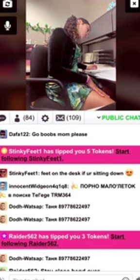 Secretary Strip Chatting at Work