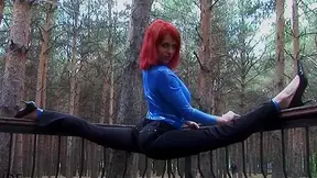 Busty Contortionist In Blue Catsuit - Watch4Fetish