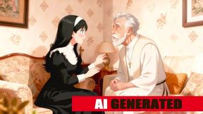 she wants sex before becoming a nun. old man with young woman. ai generated
