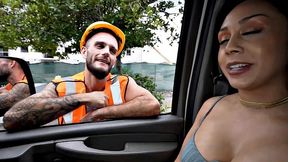 Real str8 passer fucks gay in public van outdoor