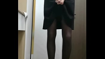 crossdresser jerks off her tiny sissy cock and cums