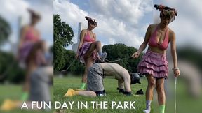 Dominating My Slave Dog in Central Park (Part 1): Ballbusting, Human Furniture, and Spanking with a Stick