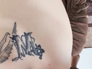 Blond with large round booty full of tattoos having unfathomable a bit of ass with lots of spunk fountain