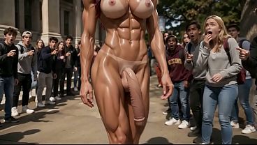 Futanari Sorority Hazing Party - Plus Futa public nudity and public cumshots (AI Generated)