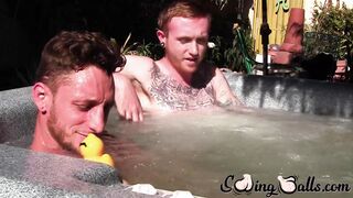 Big dicked Corey Gunz and Dom Ty jack off their dicks while in jacuzzi