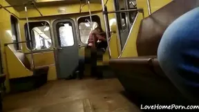 Excited Amateur Couple Gets Naughty on Public Train Ride