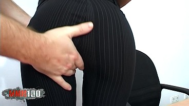 Margaux, sexy teacher, turns me on; ends up fucked and sprayed with cum.