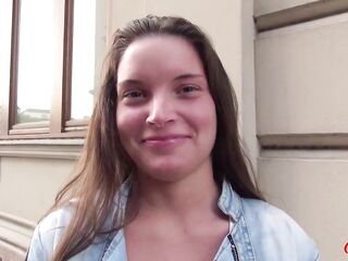 GERMAN SCOUT - Small golden-haired Teen Anita B with Fit Body Pick Up for no jo-bag Casting Anal Screw