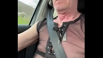 FagSlag drives in public in slave faggot wear