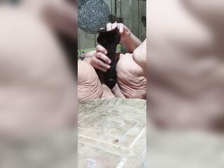 In Her Vagina Goes the Large Ebony Knob