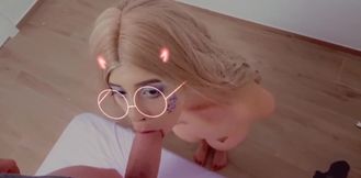 The Horny Blonde Sucks My Cock