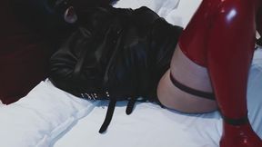 Dazzling red latex stockings