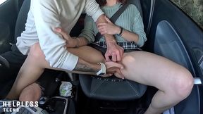 Cute Teen Finger Fucked By her StepDad in a Car Ride  !