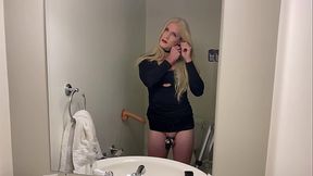 Crossdresser Fucked in Chastity Cage