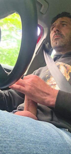 Straight Guy Gets Horny and Jerks off While Driving, He Almost Got Caught