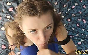 cute girl passionately sucks cock and balls to get a portion of delicious warm sperm on her face