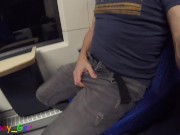 Kinky guy jerks his fat cock on the train ride home