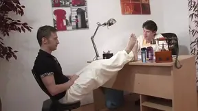 Pretty hot french blonde has oily sodomy and double penetration in threesome at massage parlor