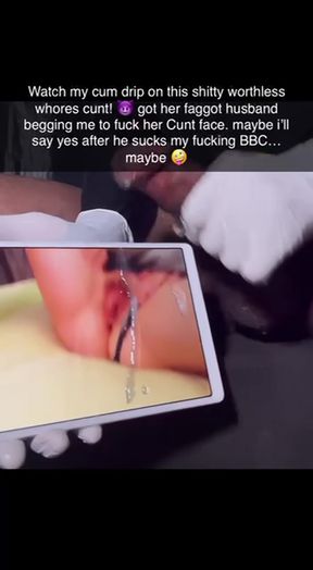 Goth babe in latex gloves gets BBC in splitscreen goon-ing and tribbling scene