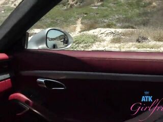 Mazy Myers roadtrip snatch play and epic fellatio in the car POV GFE