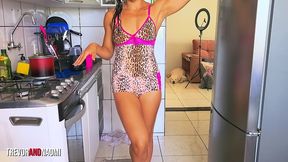 a make-out session in the kitchen ends with penetration of the refrigerator!