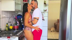 a make-out session in the kitchen ends with penetration of the refrigerator!