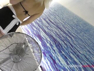 Taut Twat Large Butt Large Breasts Super Hawt Golden-Haired in French Maid Uniform for Leon Lambert in Casting Bed shows Twat and Butt