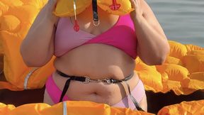 Airplane Life Vest Inflation and Float in a Hot Spring