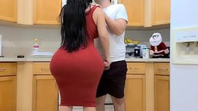 STEPMOM'S BIG ASS&#x1F351; TAKES HIM IN THE KITCHEN AFTER SEEING HIS LARGE MEMBER