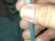 Sounding little dick with paint brush