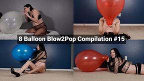 8 Balloon Blow2Pop Compilation #15 - B2P Latex Bursts, Tease, and Loud Pops - Kylie Jacobs - MP4 720p HD