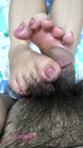 He Told Acoletteyyy to Stop But She TEASED His Cum Out Anyway with Her Cute Rounded Big Toe