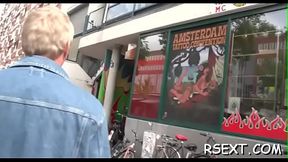 Beautiful gives sexy blowjob and takes it up her ass