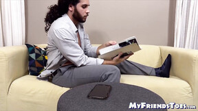 Nathaniel took his shirt & socks off & showed his satisfying barefoot while be