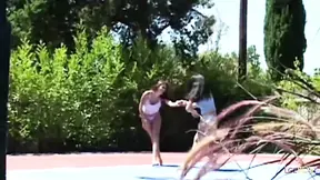 Outdoor lesbian tennis player romance leads to stunning debauchery