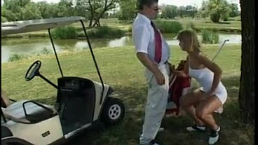 Blonde Bombshell Alisson Is Penetrated on Top of a Golf Cart