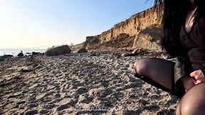 My Pantyless Walk Along the Rocks on a German Sea Beach