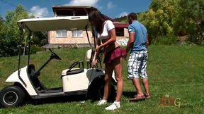 Sexy Teen Learns to Play Golf with a Big Club