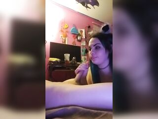 Blue haired alternative let's boyfriend screw her big boobs to orgasm