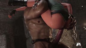 3D Porn Cartoon: Sexy Buxom Lara Croft Surrenders Both Her Holes To the Minotaur's Gigantic Cock