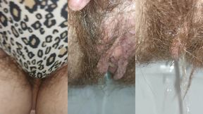 hairy pussy pisses a lot