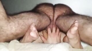 Hairy Daddy Breeds Boy from Below