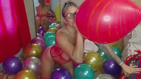 Inflating and bouncing on my red balloon