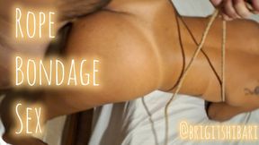 Rope bondage sex - missionary, doggy, lots of moaning and cum on tits | 4k