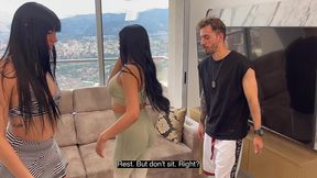 rebecca jhonson and yenifer chacon are venezuelan pornstars, and they seduce their coach to do a delicious blowjob to him