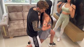 rebecca jhonson and yenifer chacon are venezuelan pornstars, and they seduce their coach to do a delicious blowjob to him