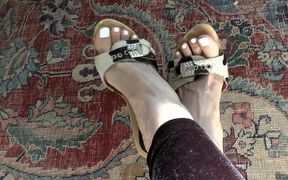 White Toenails in Wooden Mules