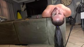 Throat-pieing &mdash;  cum-covered face-fucked harlot receives sloppy blowjobs amidst her gullet
