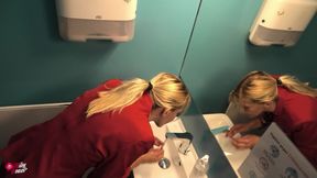 Blonde Office Slut Fucked in Company Toilet!!